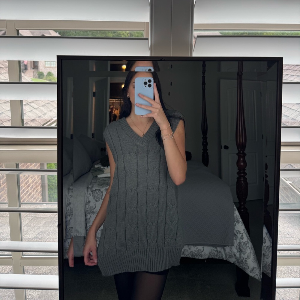 Gray Cable Knit Sweater dress